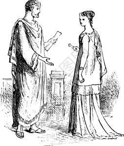 罗马服装古典中的男的和女的插图背景图片