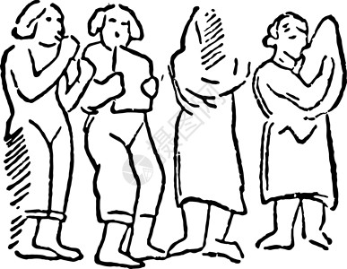 古代波斯风笛复古插图背景图片