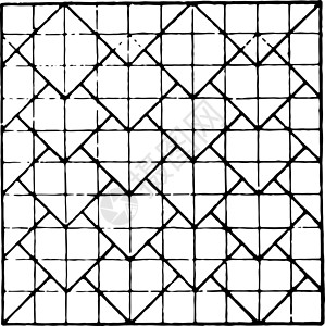 镶嵌复古插画三角形正方形黑色雕刻艺术绘画行数白色插图背景图片