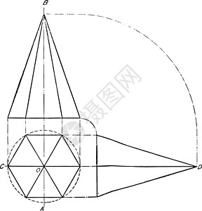 六边形金字塔古年插图的投影黑色雕刻艺术绘画白色背景图片