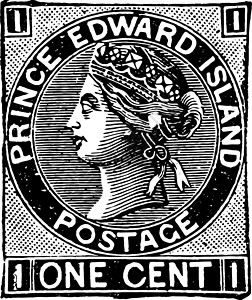 爱德华王子岛一美分邮票 1872 复古它制作图案插画