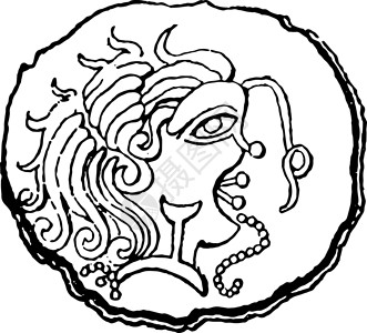 高卢硬币复古插画插图女士电子绘画插画