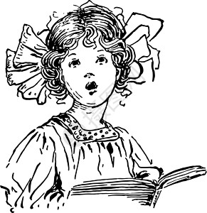 女孩唱歌拿着合唱插图背景图片