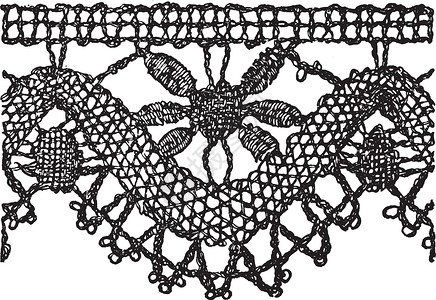 现代枕头花边边框是纺织的一种形式插图边界工作绘画黑色治疗雕刻蕾丝艺术纺织品背景图片