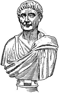 古代插图艺术雕刻皇帝黑色绘画白色背景图片