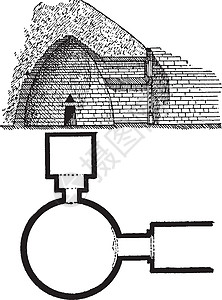 门农巨像阿特勒斯国库 阿伽门农墓 古董雕刻插画