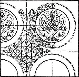凯尔莫尔修道院纺织模式是一个12世纪的设计 由丝绸和金子组成插画