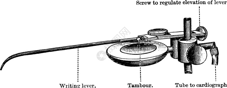 心电图复古插画雕刻杠杆艺术插图管子写作白色绘画黑色背景图片