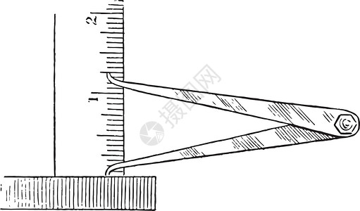 刻度尺读取内部卡利帕 滑动零标记 旧年e插画