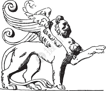 洛伊有翼的狮子出现在 Roue 的墓上插画