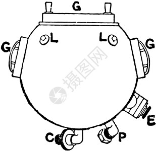 潜水 Helmet (Top) 古董插图背景图片