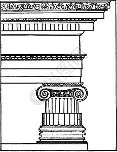 希腊离子秩序支柱复古雕刻背景图片
