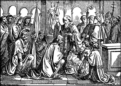 塞普蒂米乌斯克洛维斯国王受圣雷米吉乌斯文塔洗礼插画