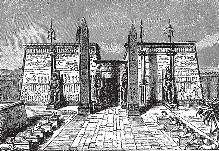 卢克索神庙大型古埃及神庙复古雕刻背景图片