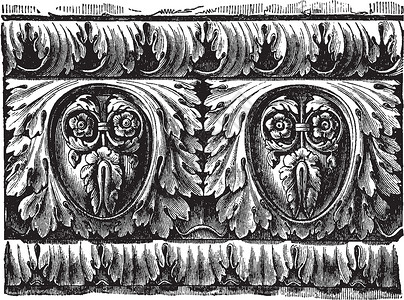 罗马雕刻插图飞檐壁架绘画建筑学黑色白色装饰艺术背景图片