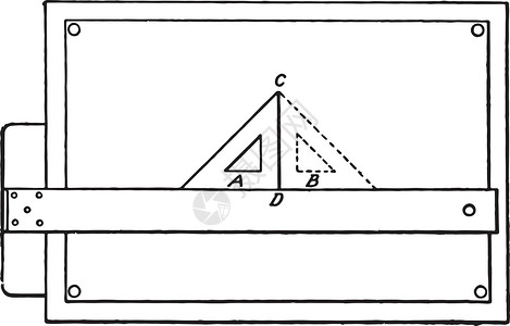 全等三角形测试三角形 铅笔和一块纸 老旧雕刻插画