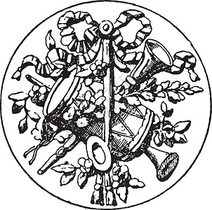 勋章符号是一条带笛子 文塔格的棉条的象征物插画