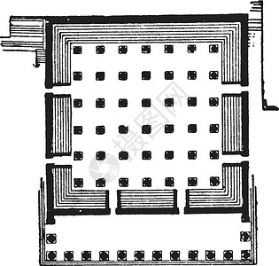 帛琉大会堂的 Sekos 计划是神秘的地方复古 en插画