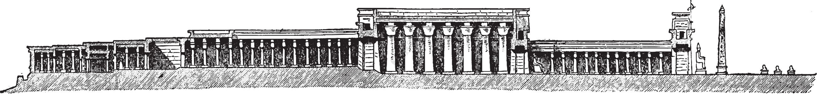 苏穆特卢克索神庙阿蒙复古雕刻插画