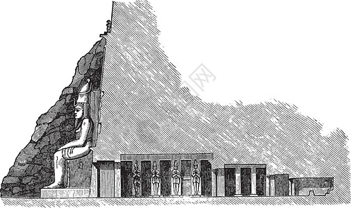 阿布辛贝考古学大神庙的横截面高清图片