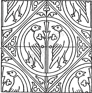 中世纪瓷砖模式是一个最古老的过程 老式雕刻背景图片