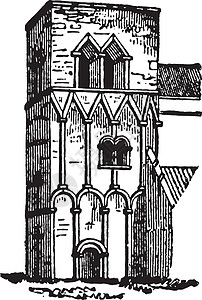 最早汉伯尔教堂男爵 短期工作 古董雕刻插画