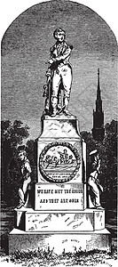 奥利弗哈扎德佩里雕像位于克利夫兰vintag插画