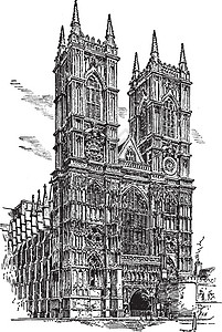 威斯敏斯特教堂威斯敏斯特修道院或合校教堂 古典雕刻插画