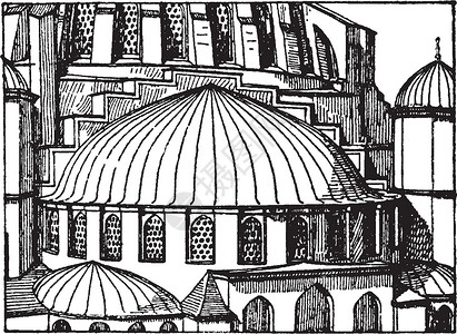 圆顶清真寺苏莱曼尼清真寺Apse 半家庭 古代雕刻插画