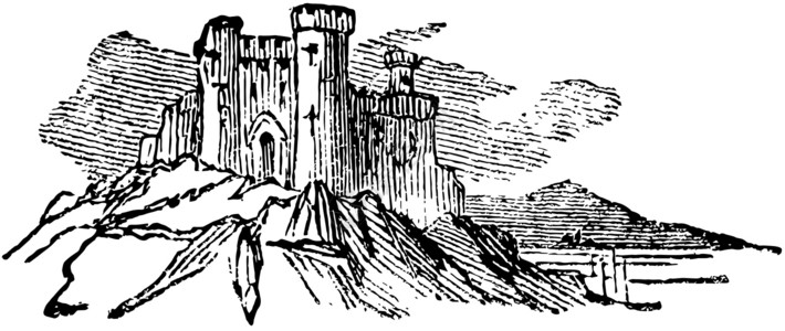 城堡复古插画背景图片