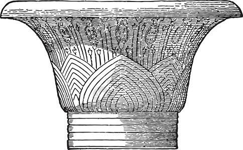 卡纳克的资本 屋顶 古董雕刻插画