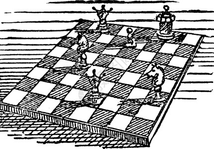 国际象棋复古插画插图雕刻黑色艺术白色绘画游戏背景图片