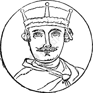 威廉二世复古插画艺术皇帝插图白色黑色雕刻绘画背景图片