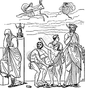 贝莱根牺牲伊菲根亚古代插图插画