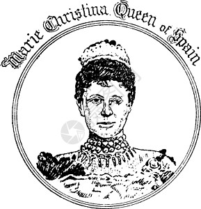 克里斯蒂娜古代插图白色黑色艺术绘画雕刻女王插画
