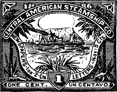 1886年中美洲轮船公司一中印章 Vinta背景图片