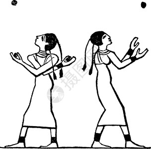 埃及女子球赛和运动古典插图背景图片