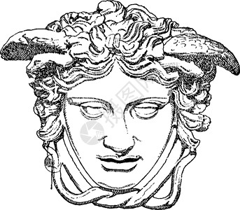 美杜莎古董插图芡实女士神话背景图片