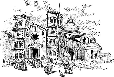老教堂复古插画背景图片