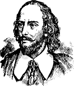威廉莎士比亚复古插画诗人黑色白色绘画英语雕刻插图语言演员作家插画
