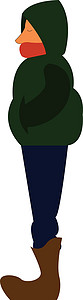 皮革夹克一个带着绿色夹克 矢量颜色插图的男孩插画