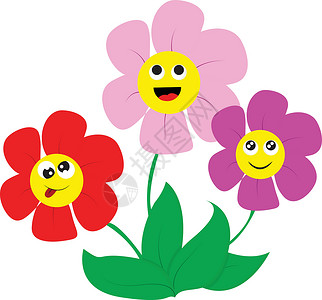 花矢量彩色插图花园粉色花瓣绿色绘画背景图片