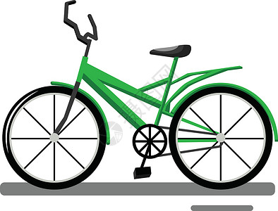 白色背景上的卡通绿色自行车矢量图背景图片