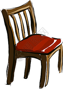 红色家居木椅带红色座椅矢量或彩色插图的木椅插画