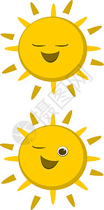 太阳微笑2个太阳矢量颜色说明黄色眼睛绘画笑脸卡通片插图微笑插画