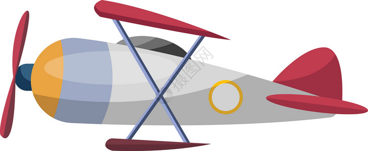 卡通螺旋桨飞机白色 backgrou 上的灰色旧卡通飞机矢量图插画