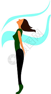 艺术体操带操一个体操女孩和风吹吹她的头发 矢量或彩色病理插画