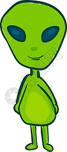 绿色卡通外星人一个快乐的绿色外星人 矢量或颜色插图插画