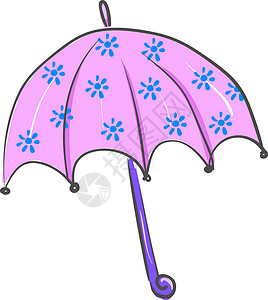 带蓝花 矢量或彩色插图的伞背景图片