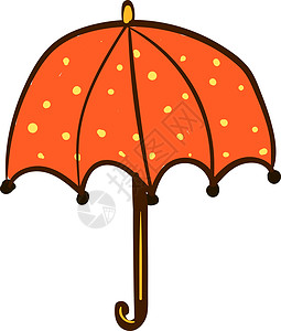 橙子雨伞橙色雨伞 带斑点 矢量或颜色说明插画